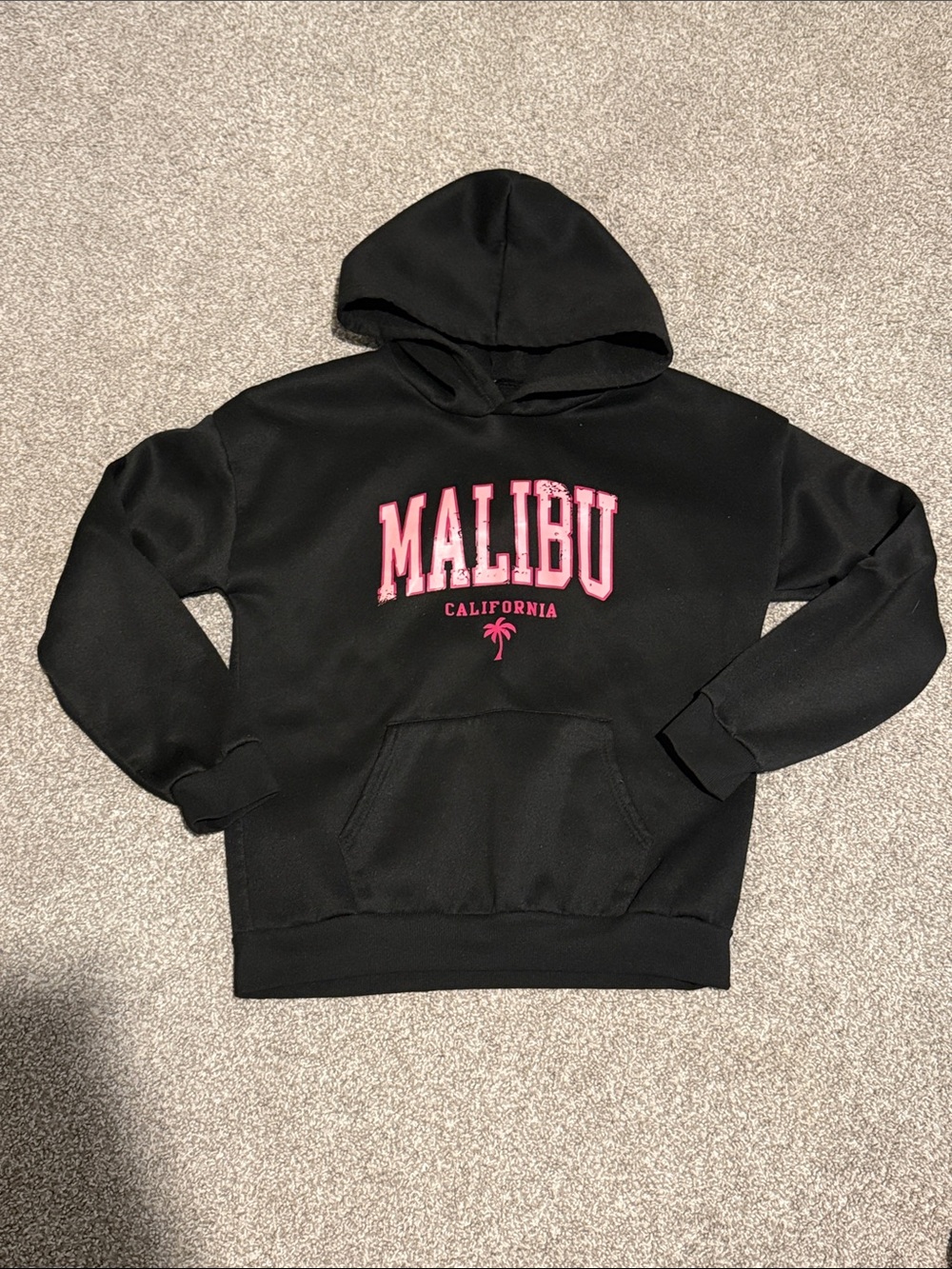 Black Malibu California Hoodie with Pink Logo